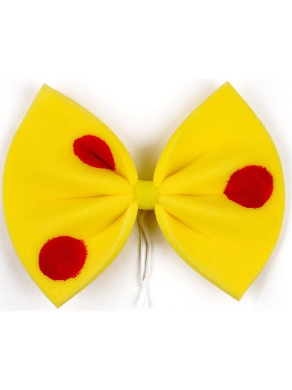 Карнавальный бант Клоуна желтый с красным горохом 25*20см,поролон