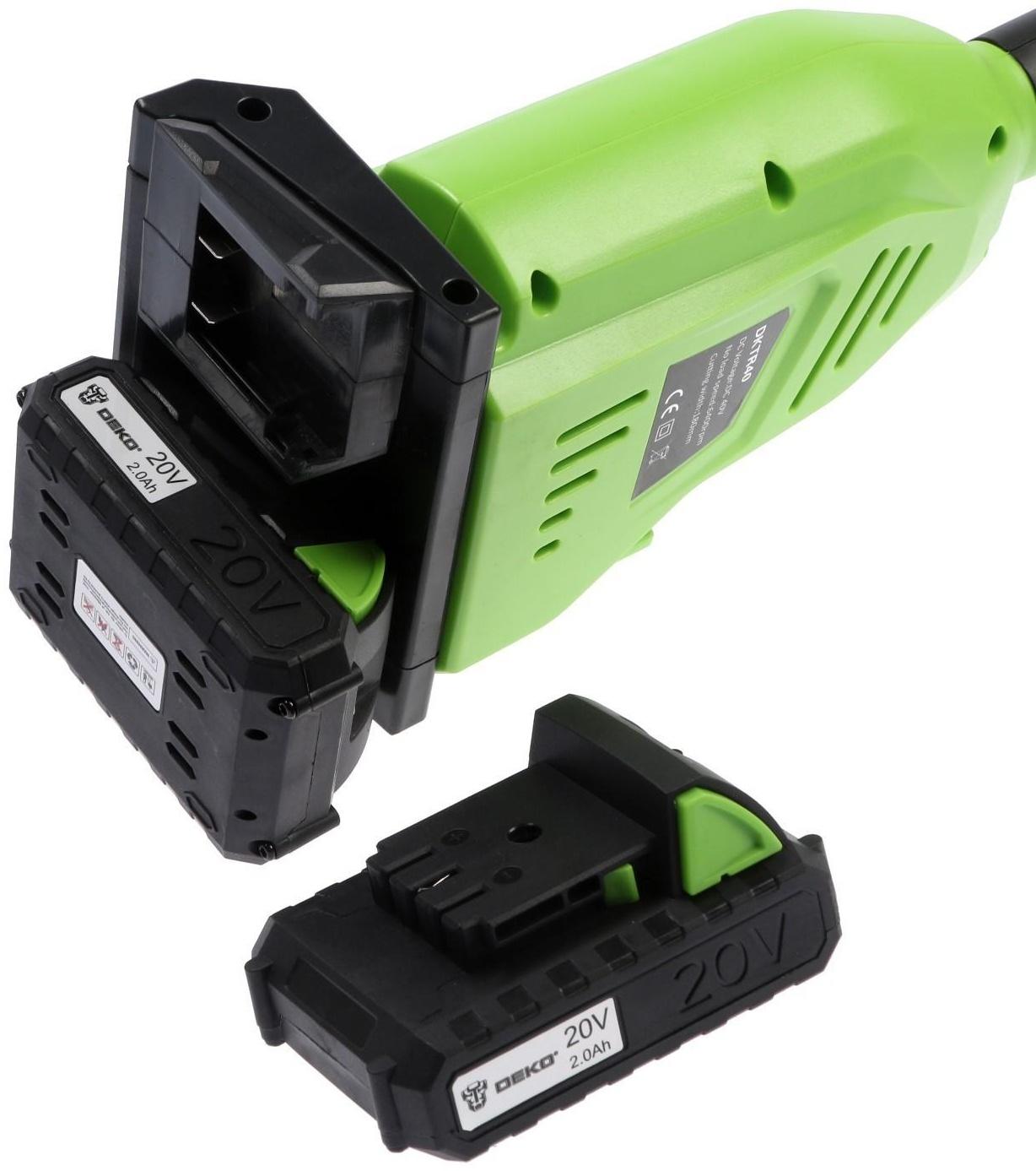 Триммер аккумуляторный DEKO DKTR40, 2 в 1, 40 В, Li-Ion, 2х2 ач, 6400 об/мин, до 30 мин