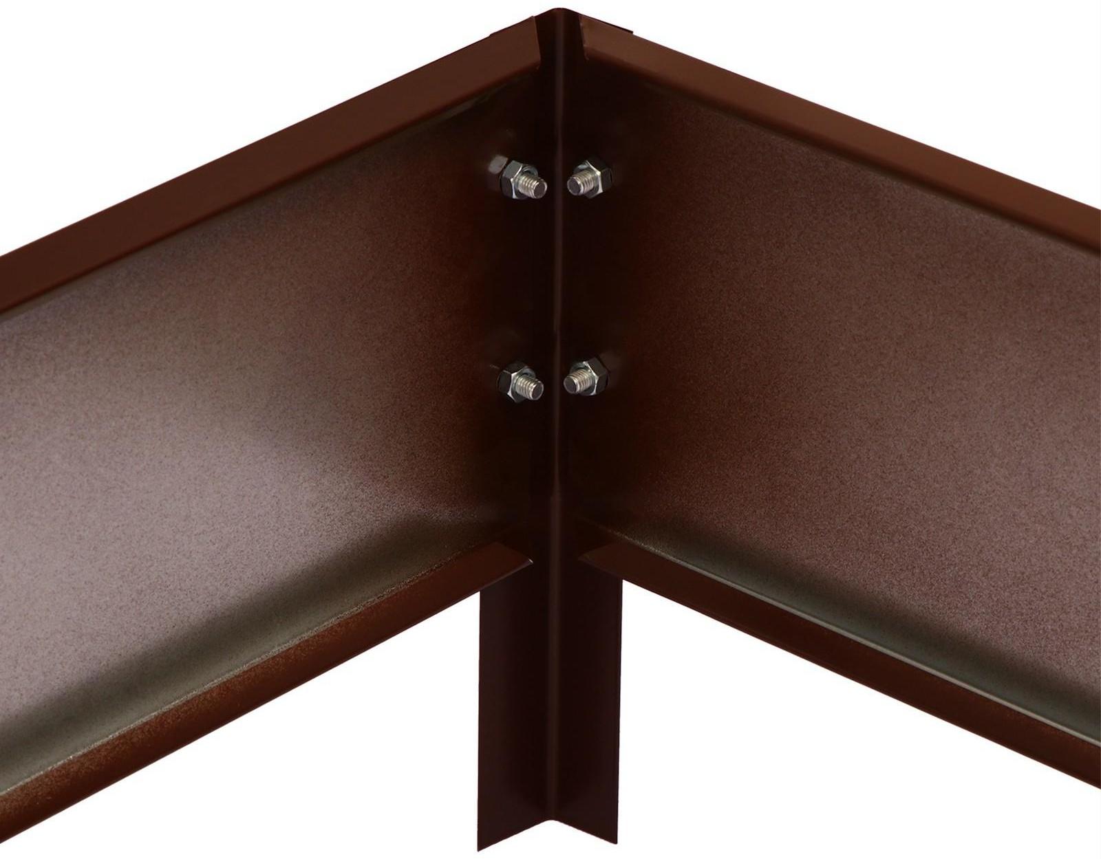 Грядка оцинкованная, 195 × 70 × 15 см, коричневая, Greengo