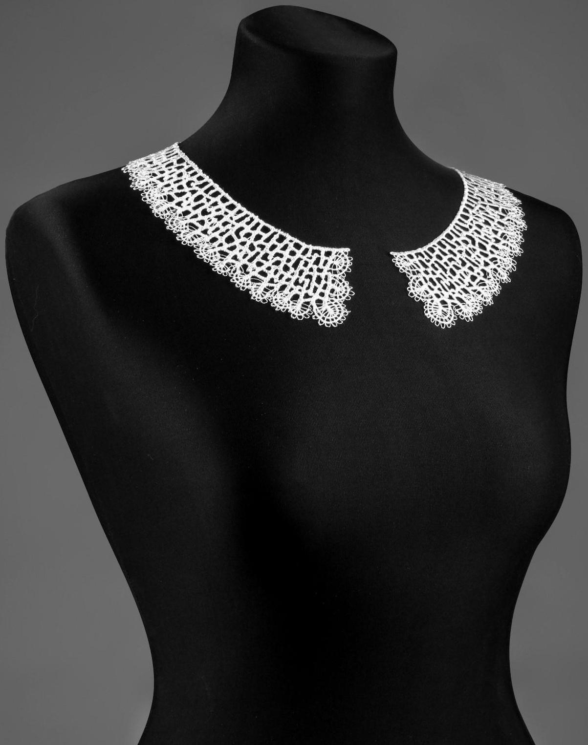 Воротник гипюровый, 21 × 6 см, цвет белый