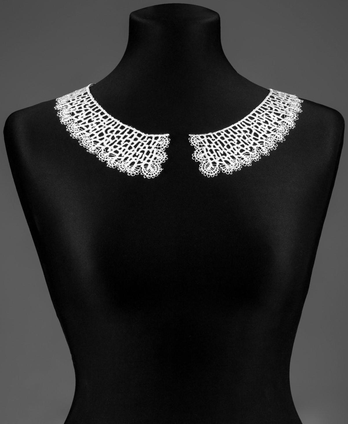 Воротник гипюровый, 21 × 6 см, цвет белый