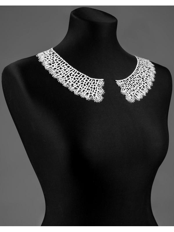 Воротник гипюровый, 21 × 6 см, цвет белый