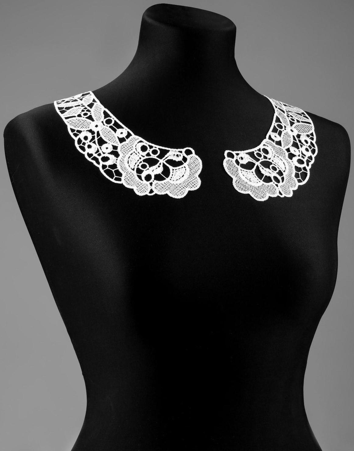Воротник гипюровый, 25 × 7 см, цвет белый