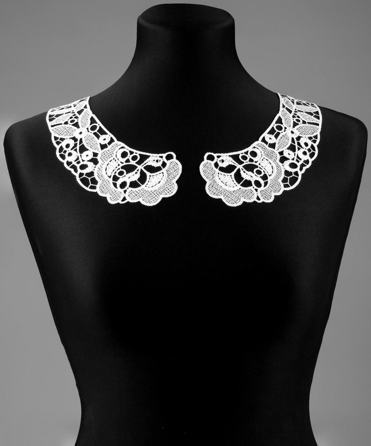 Воротник гипюровый, 25 × 7 см, цвет белый