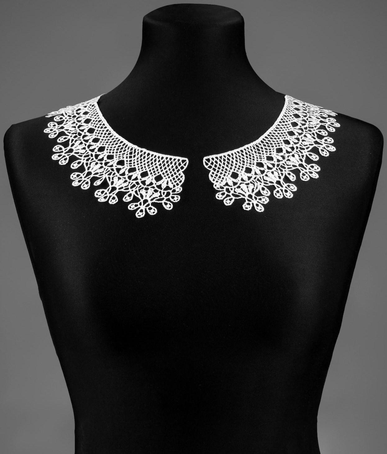 Воротник гипюровый, 25 × 7 см, цвет белый