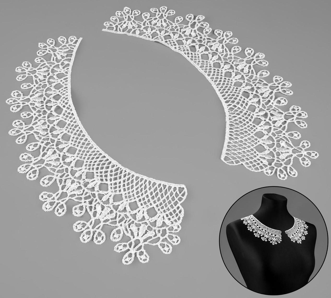 Воротник гипюровый, 25 × 7 см, цвет белый