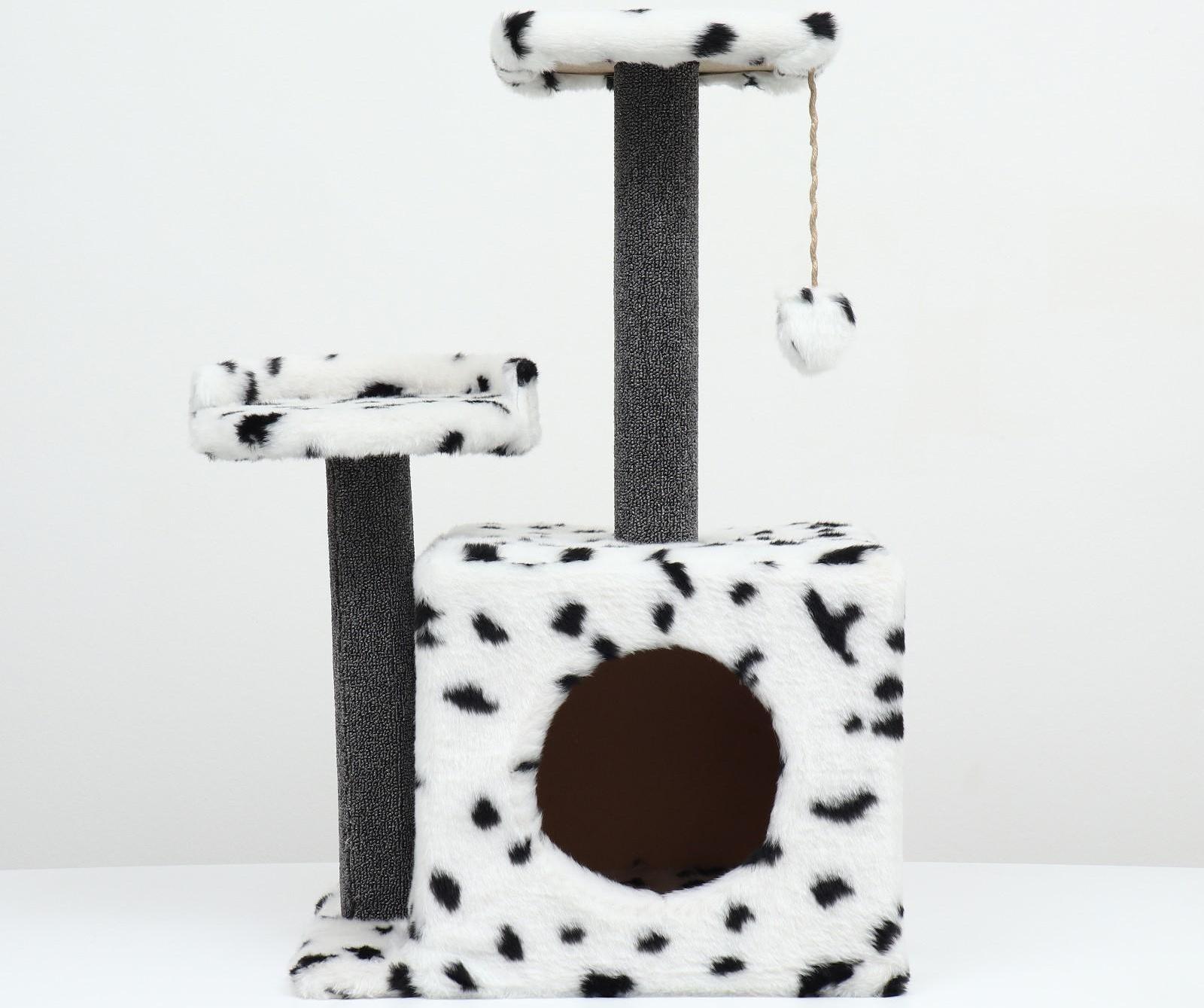 Домик-когтеточка «Квадратный трехэтажный», 35 х 45 х75 см, ковролин, микс цветов