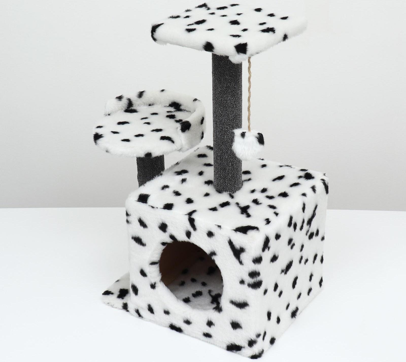 Домик-когтеточка «Квадратный трехэтажный», 35 х 45 х75 см, ковролин, микс цветов