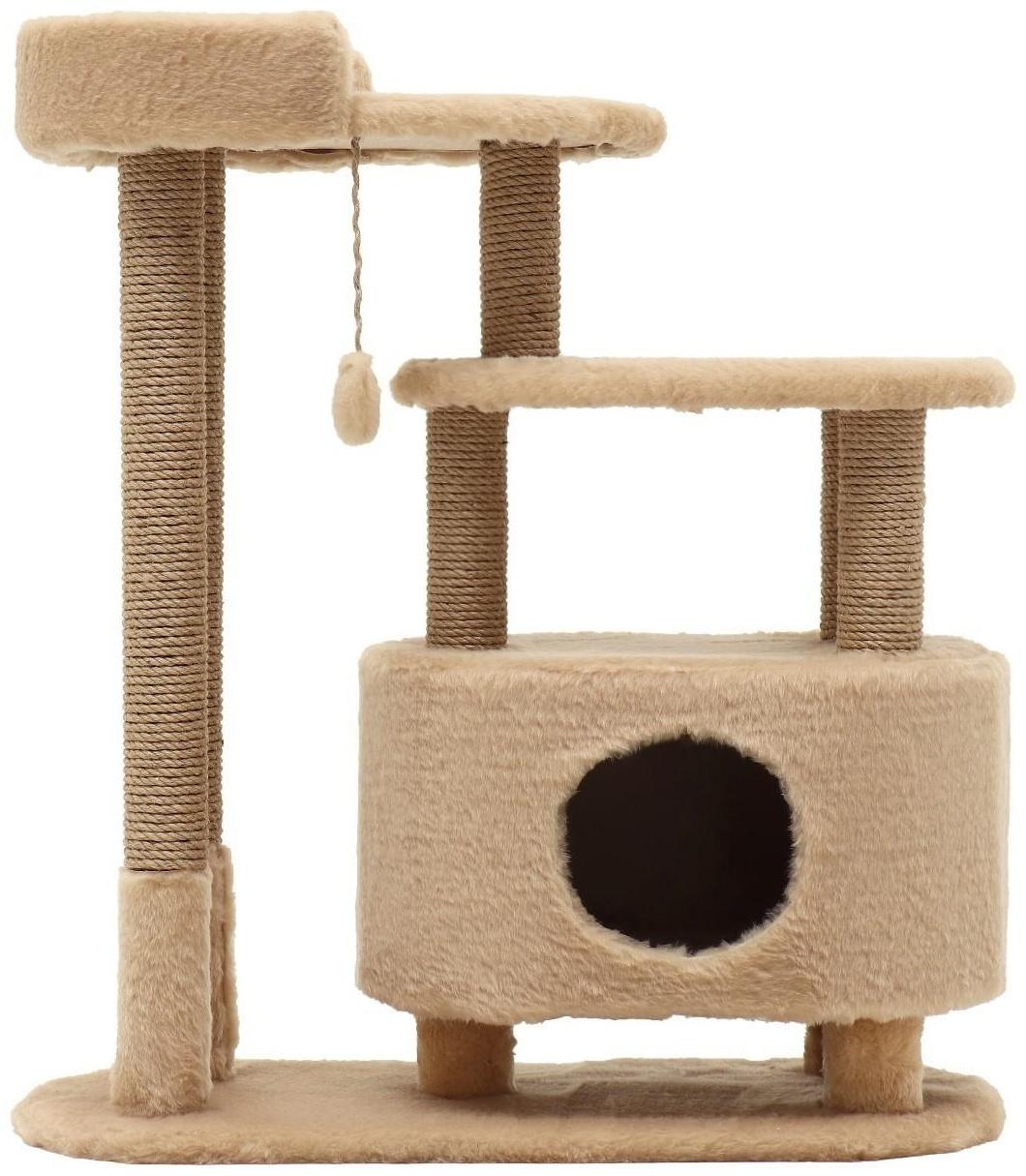 Домик-когтеточка «Овальный с площадкой», джут 80 х33 х 91 см микс цветов