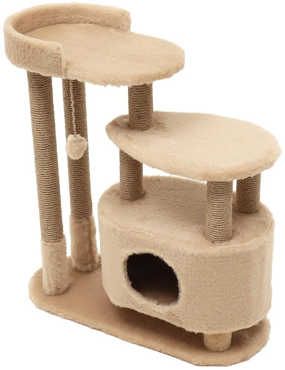 Домик-когтеточка «Овальный с площадкой», джут 80 х33 х 91 см микс цветов