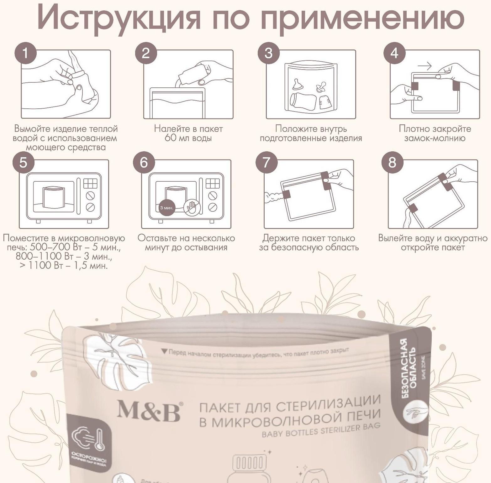 Набор пакетов для стерилизации в микроволновой печи Mum&Baby, 5 шт.