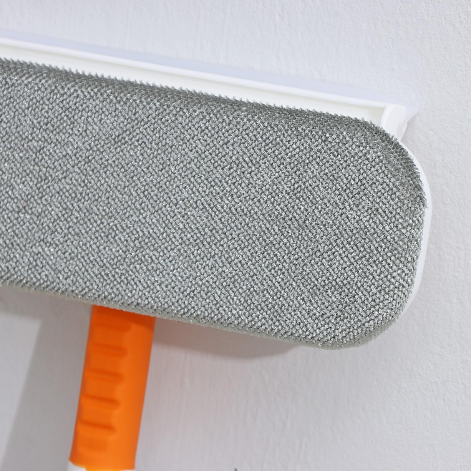 Окномойка с велюровой насадкой Raccoon, телескопический нержавеющий черенок, силиконовый сгон, 22×7×77(123) см