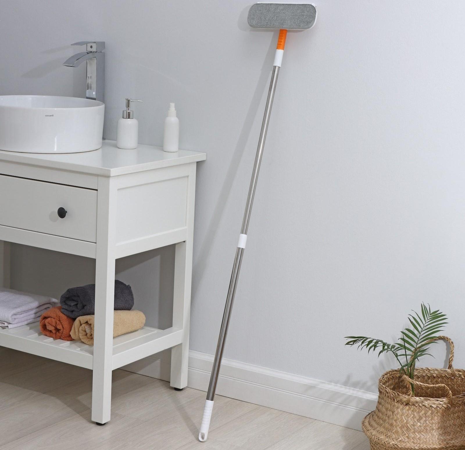 Окномойка с велюровой насадкой Raccoon, телескопический нержавеющий черенок, силиконовый сгон, 22×7×77(123) см