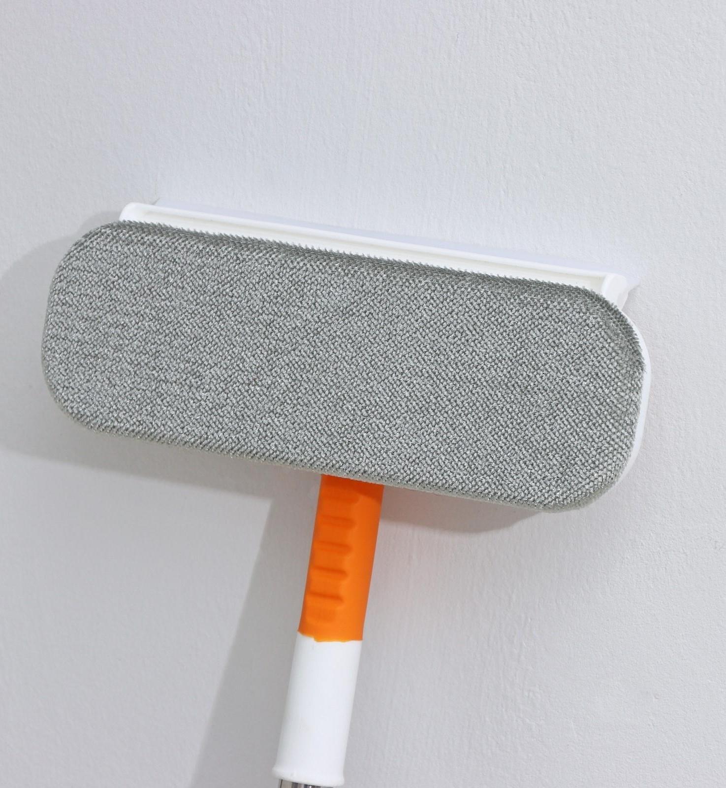 Окномойка с велюровой насадкой Raccoon, телескопический нержавеющий черенок, силиконовый сгон, 22×7×77(123) см