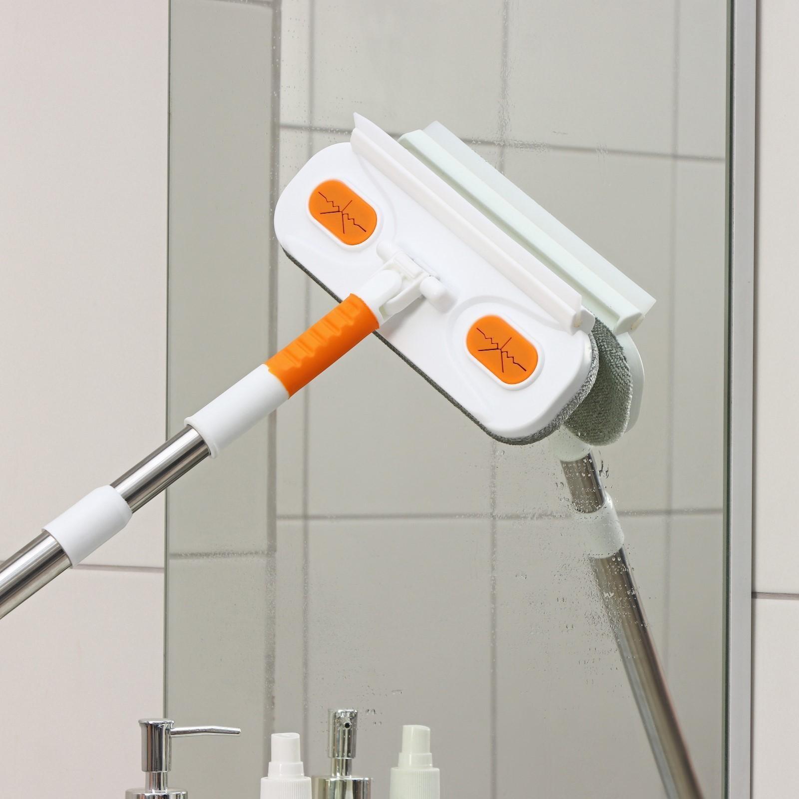 Окномойка с велюровой насадкой Raccoon, телескопический нержавеющий черенок, силиконовый сгон, 22×7×77(123) см