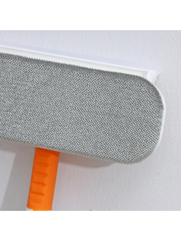 Окномойка с велюровой насадкой Raccoon, телескопический нержавеющий черенок, силиконовый сгон, 22×7×77(123) см