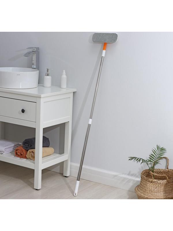 Окномойка с велюровой насадкой Raccoon, телескопический нержавеющий черенок, силиконовый сгон, 22×7×77(123) см