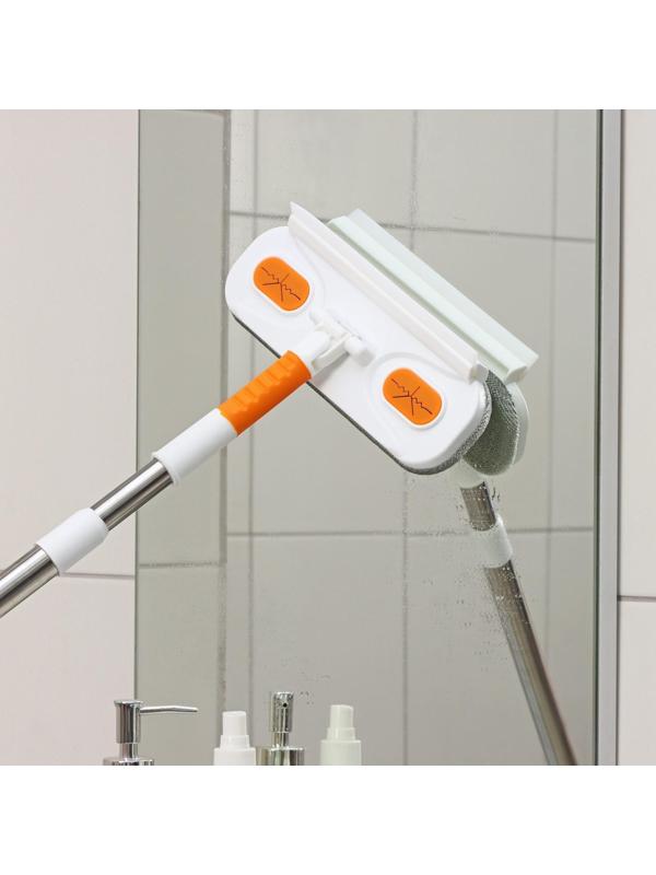 Окномойка с велюровой насадкой Raccoon, телескопический нержавеющий черенок, силиконовый сгон, 22×7×77(123) см