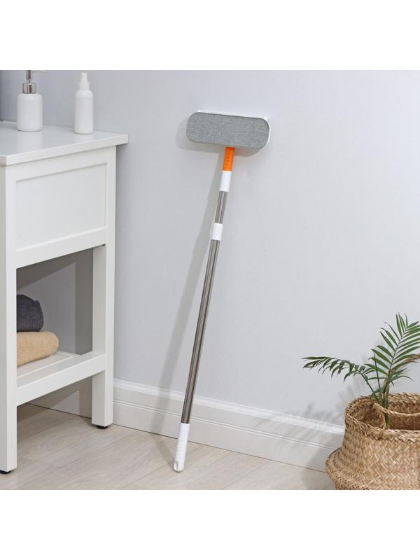 Окномойка с велюровой насадкой Raccoon, телескопический нержавеющий черенок, силиконовый сгон, 22×7×77(123) см