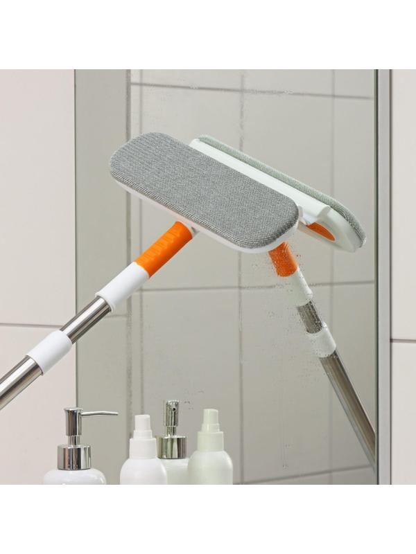 Окномойка с велюровой насадкой Raccoon, телескопический нержавеющий черенок, силиконовый сгон, 22×7×77(123) см