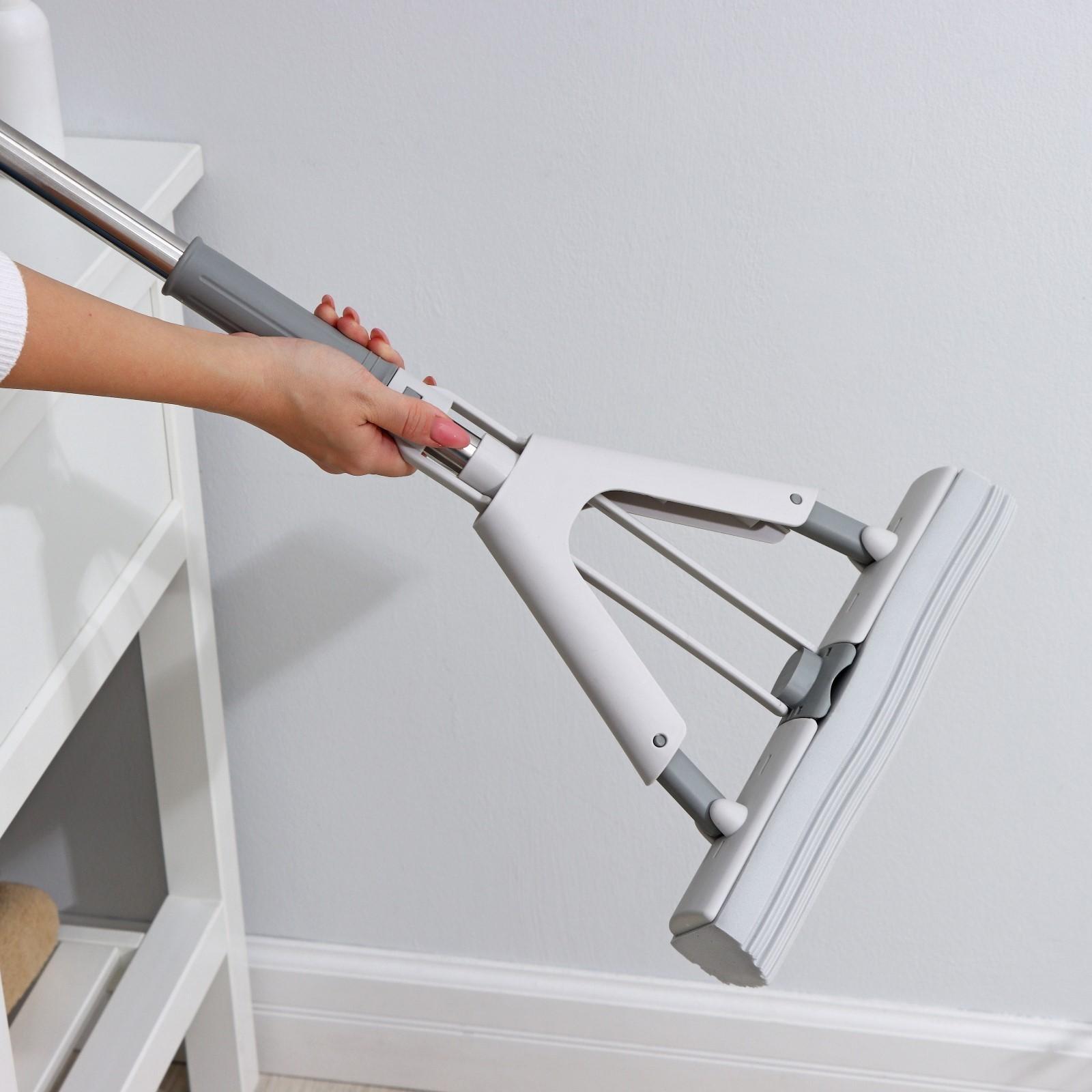 Швабра для мытья пола со складным отжимом Raccoon, насадка ПВА 28×6 см, стальной 3-х секционный черенок 130 см