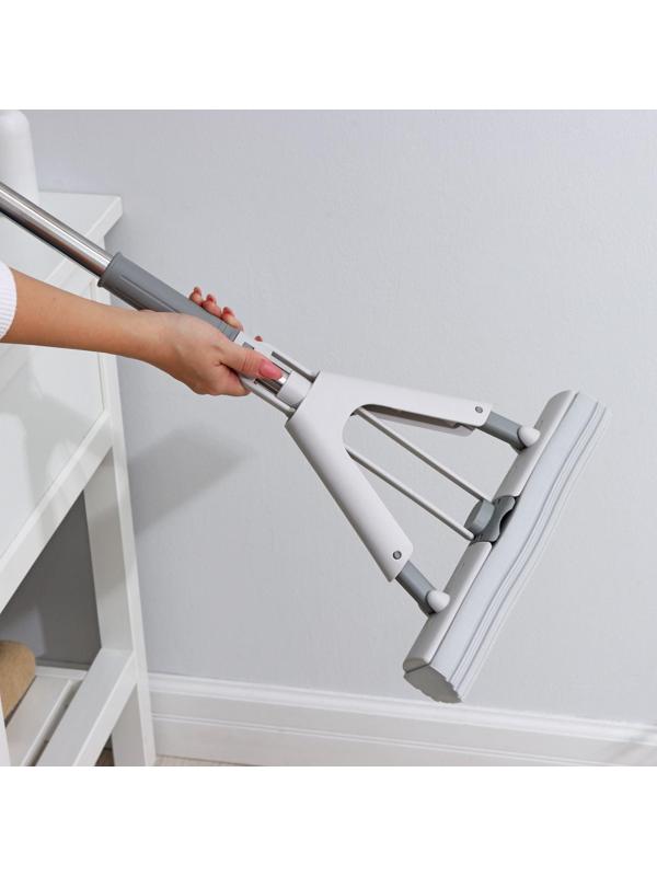 Швабра для мытья пола со складным отжимом Raccoon, насадка ПВА 28×6 см, стальной 3-х секционный черенок 130 см