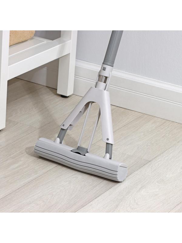 Швабра для мытья пола со складным отжимом Raccoon, насадка ПВА 28×6 см, стальной 3-х секционный черенок 130 см