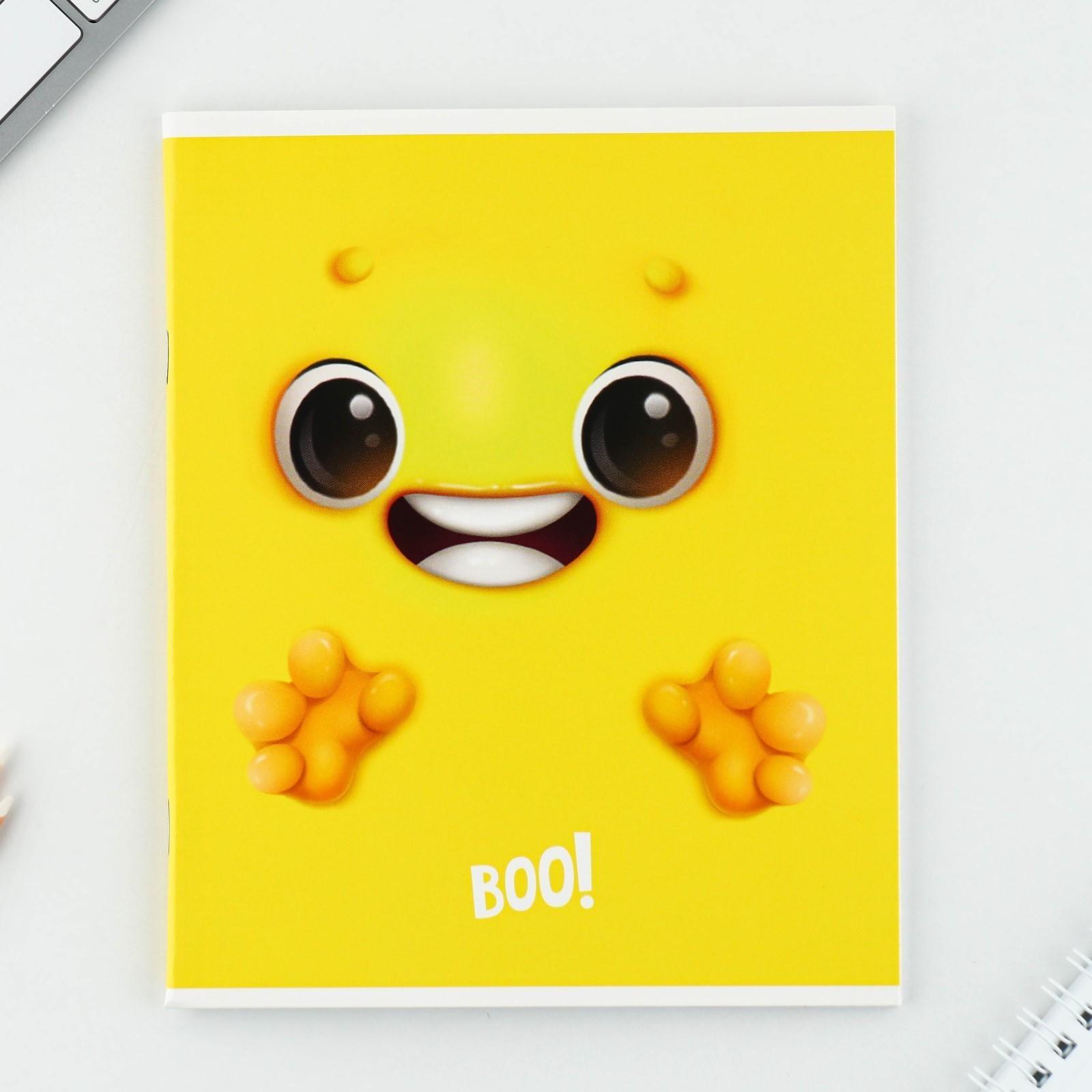 Тетрадь А5, 48 л на скрепке МИКС «Boo!», обложка мелованный картон 230 гр., внутренний блок №1, в клетку 80 гр., белизна 96% / 1 шт.