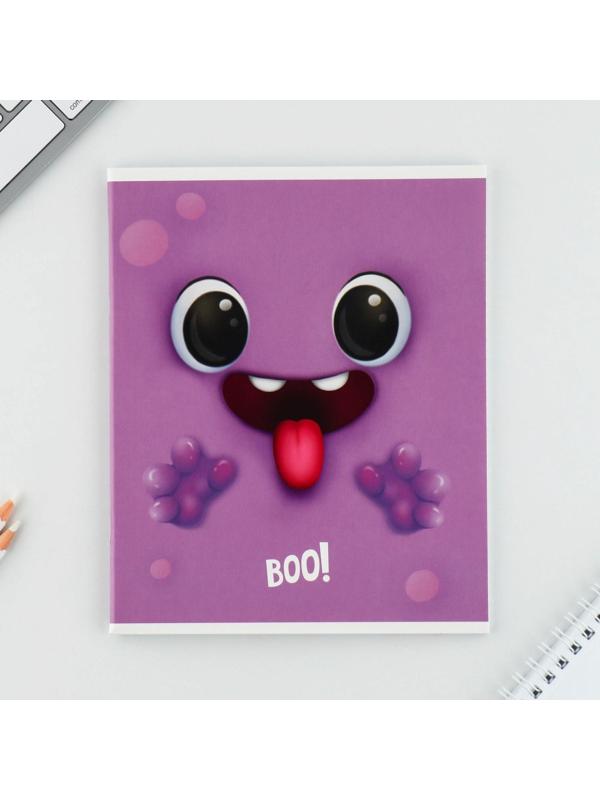 Тетрадь А5, 48 л на скрепке МИКС «Boo!», обложка мелованный картон 230 гр., внутренний блок №1, в клетку 80 гр., белизна 96% / 1 шт.