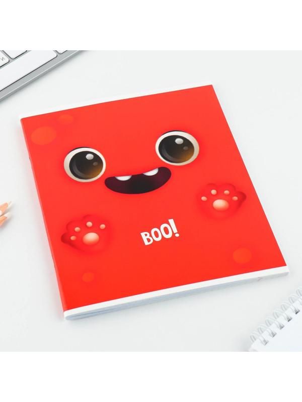 Тетрадь А5, 48 л на скрепке МИКС «Boo!», обложка мелованный картон 230 гр., внутренний блок №1, в клетку 80 гр., белизна 96% / 1 шт.