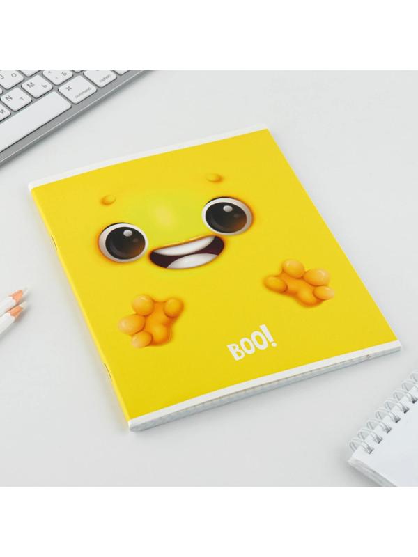 Тетрадь А5, 48 л на скрепке МИКС «Boo!», обложка мелованный картон 230 гр., внутренний блок №1, в клетку 80 гр., белизна 96% / 1 шт.