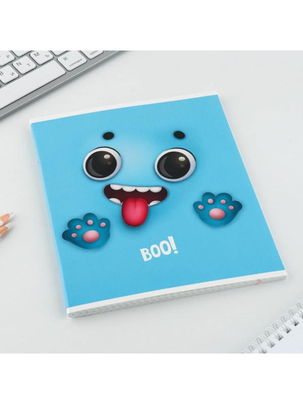 Тетрадь А5, 48 л на скрепке МИКС «Boo!», обложка мелованный картон 230 гр., внутренний блок №1, в клетку 80 гр., белизна 96% / 1 шт.