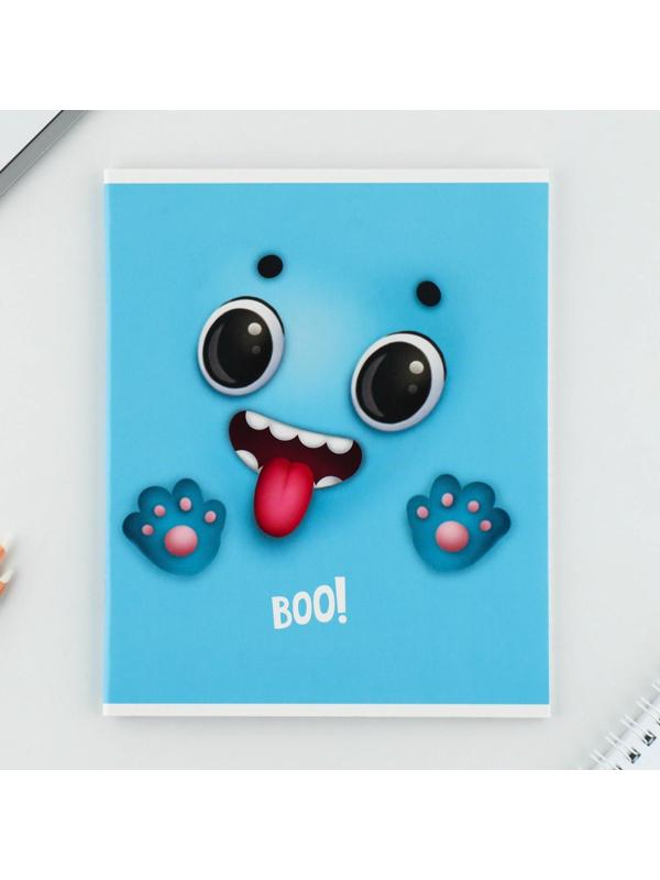 Тетрадь А5, 48 л на скрепке МИКС «Boo!», обложка мелованный картон 230 гр., внутренний блок №1, в клетку 80 гр., белизна 96% / 1 шт.