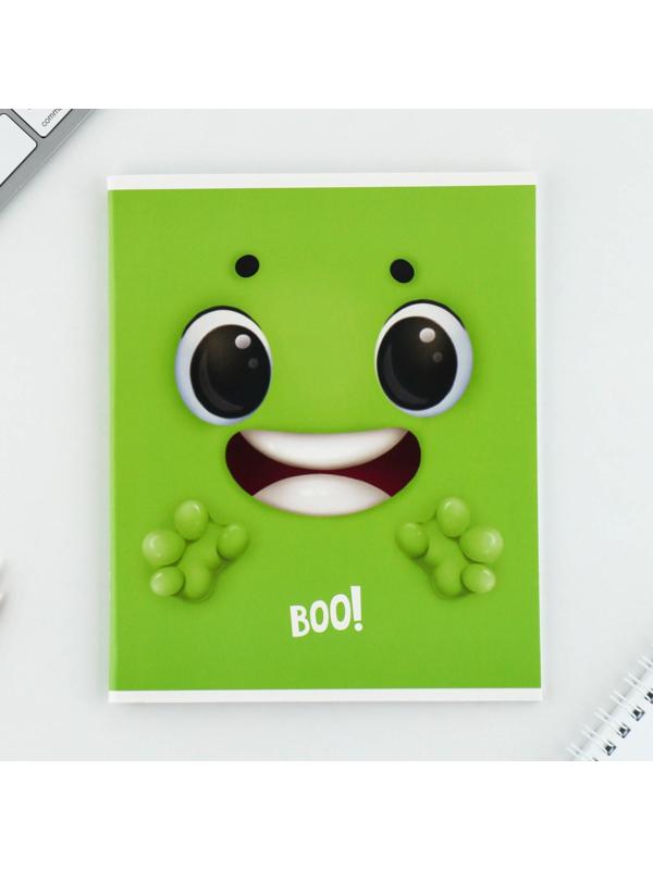 Тетрадь А5, 48 л на скрепке МИКС «Boo!», обложка мелованный картон 230 гр., внутренний блок №1, в клетку 80 гр., белизна 96% / 1 шт.