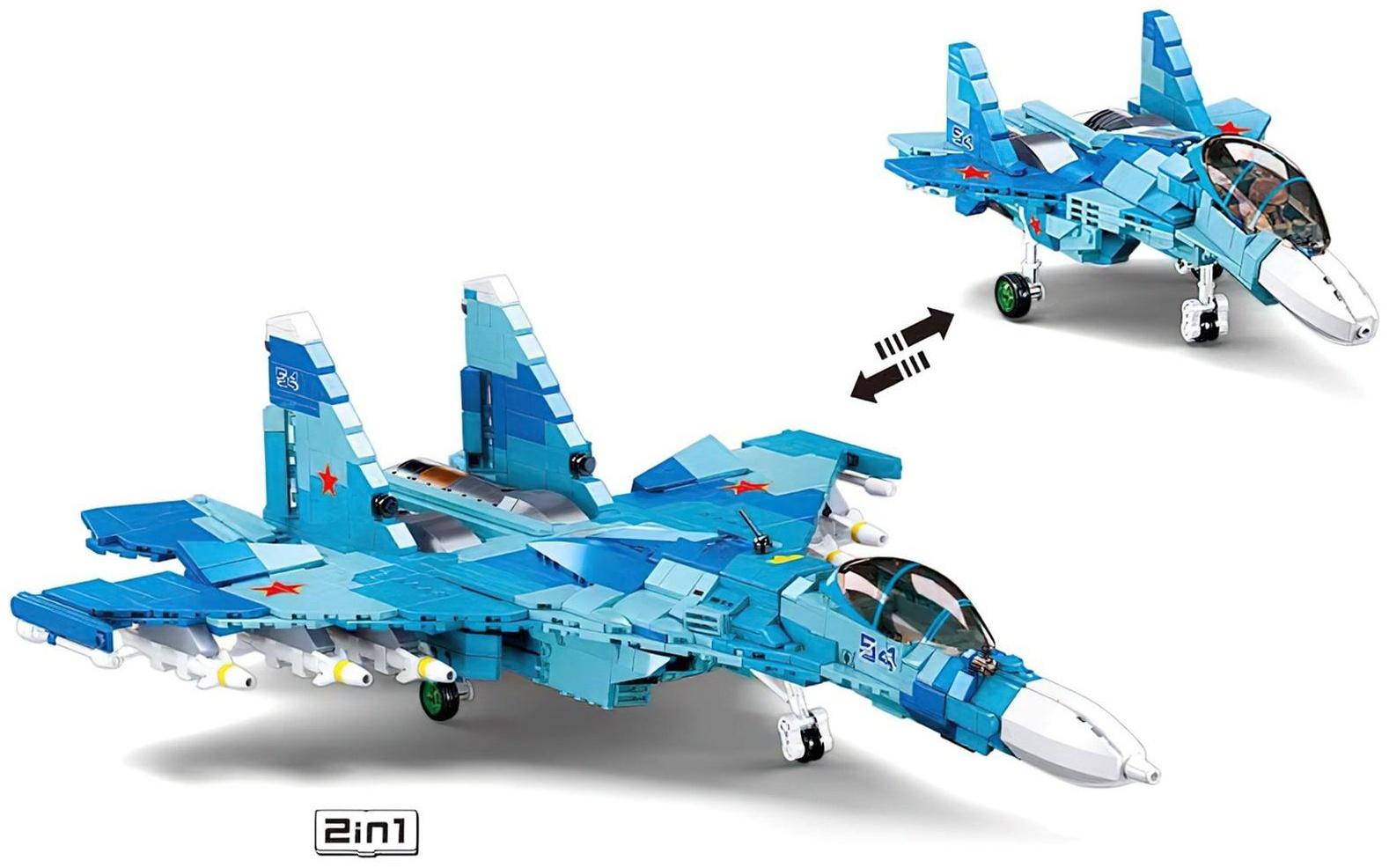 Конструктор Модельки «Сверхзвуковой истребитель СУ 27», 1040 деталей