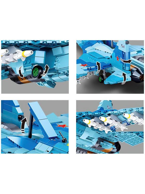 Конструктор Модельки «Сверхзвуковой истребитель СУ 27», 1040 деталей