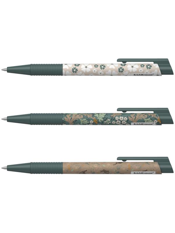 Ручка шариковая автом. ErichKrause Natural Life Matic&Grip, узел 0.7 мм, грип, черн. Синие