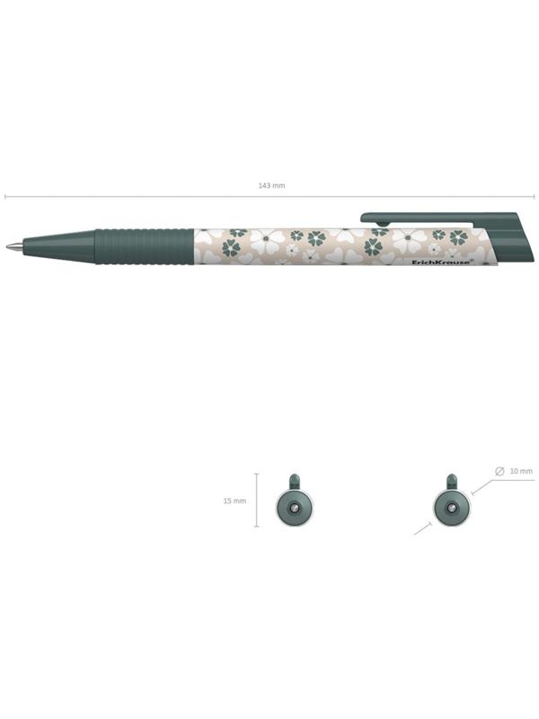Ручка шариковая автом. ErichKrause Natural Life Matic&Grip, узел 0.7 мм, грип, черн. Синие