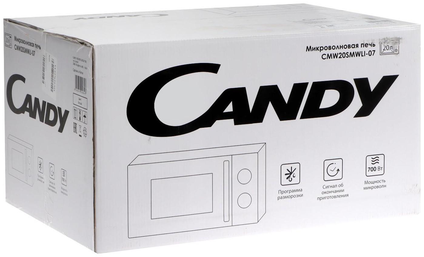 Микроволновая печь Candy  CMW20SMWLI-07, 700 Вт, 20 л, 6 режимов, бело-чёрная