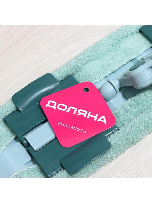 Швабра плоская Доляна, телескопическая стальная ручка, насадка из микрофибры, 35×11×55(117) см