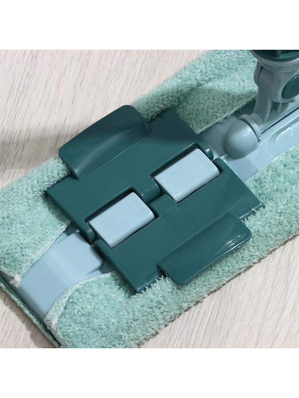 Швабра плоская Доляна, телескопическая стальная ручка, насадка из микрофибры, 35×11×55(117) см