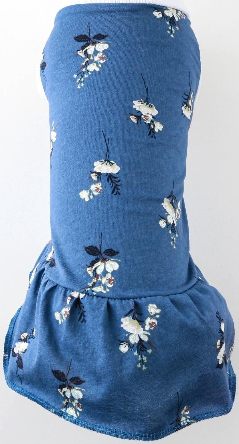 Платье для собак кулирка, XS (ДС 24, ОШ 32-36, ОГ 34-38), Синее