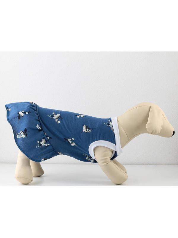 Платье для собак кулирка, XS (ДС 24, ОШ 32-36, ОГ 34-38), Синее