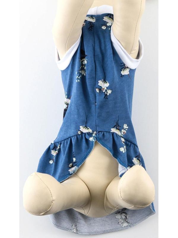 Платье для собак кулирка, XS (ДС 24, ОШ 32-36, ОГ 34-38), Синее