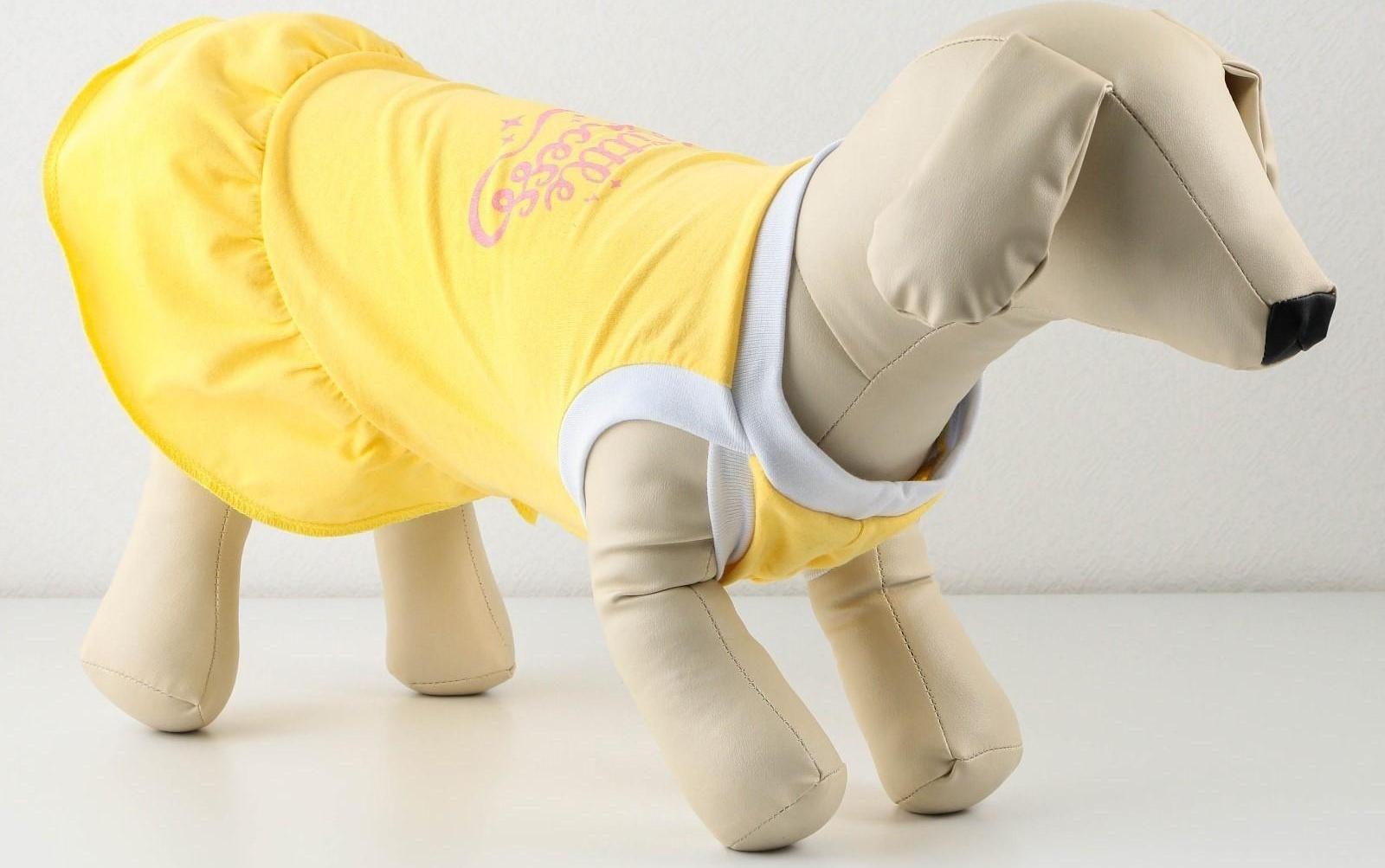 Платье для собак кулирка, XS (ДС 24, ОШ 32-36, ОГ 34-38), Желтое