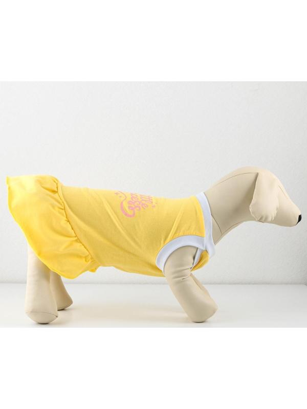 Платье для собак кулирка, XS (ДС 24, ОШ 32-36, ОГ 34-38), Желтое