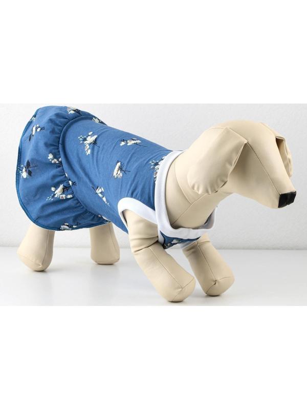 Платье для собак кулирка, S (ДС 27, ОШ 32-36, ОГ 38-42), Синее