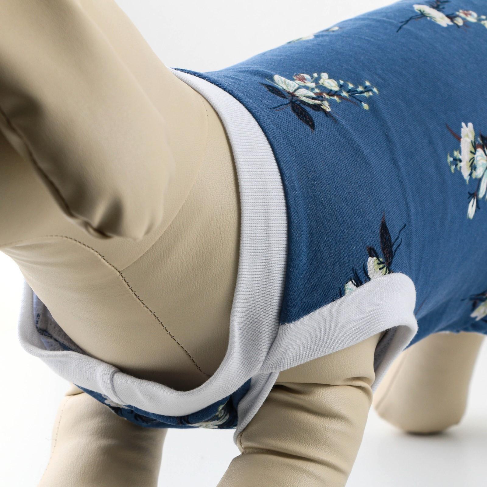 Платье для собак кулирка, М (ДС 30, ОШ 34-38, ОГ 40-44), Синее