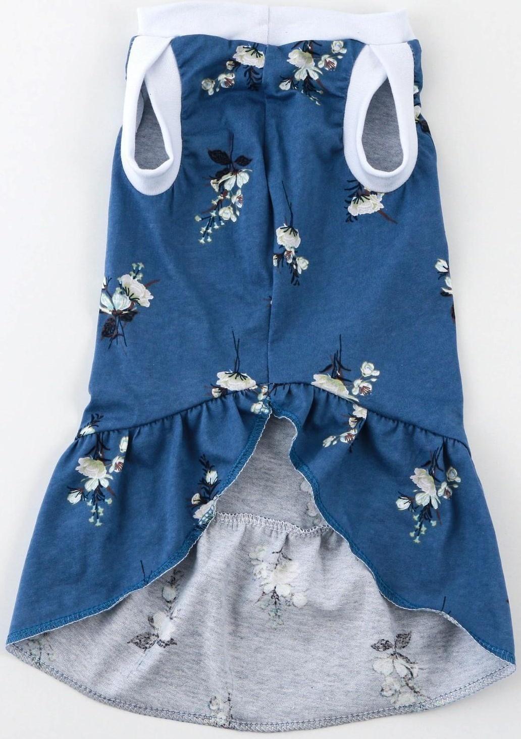 Платье для собак кулирка, L (ДС 32, ОШ 38-42, ОГ 44-48), Синее