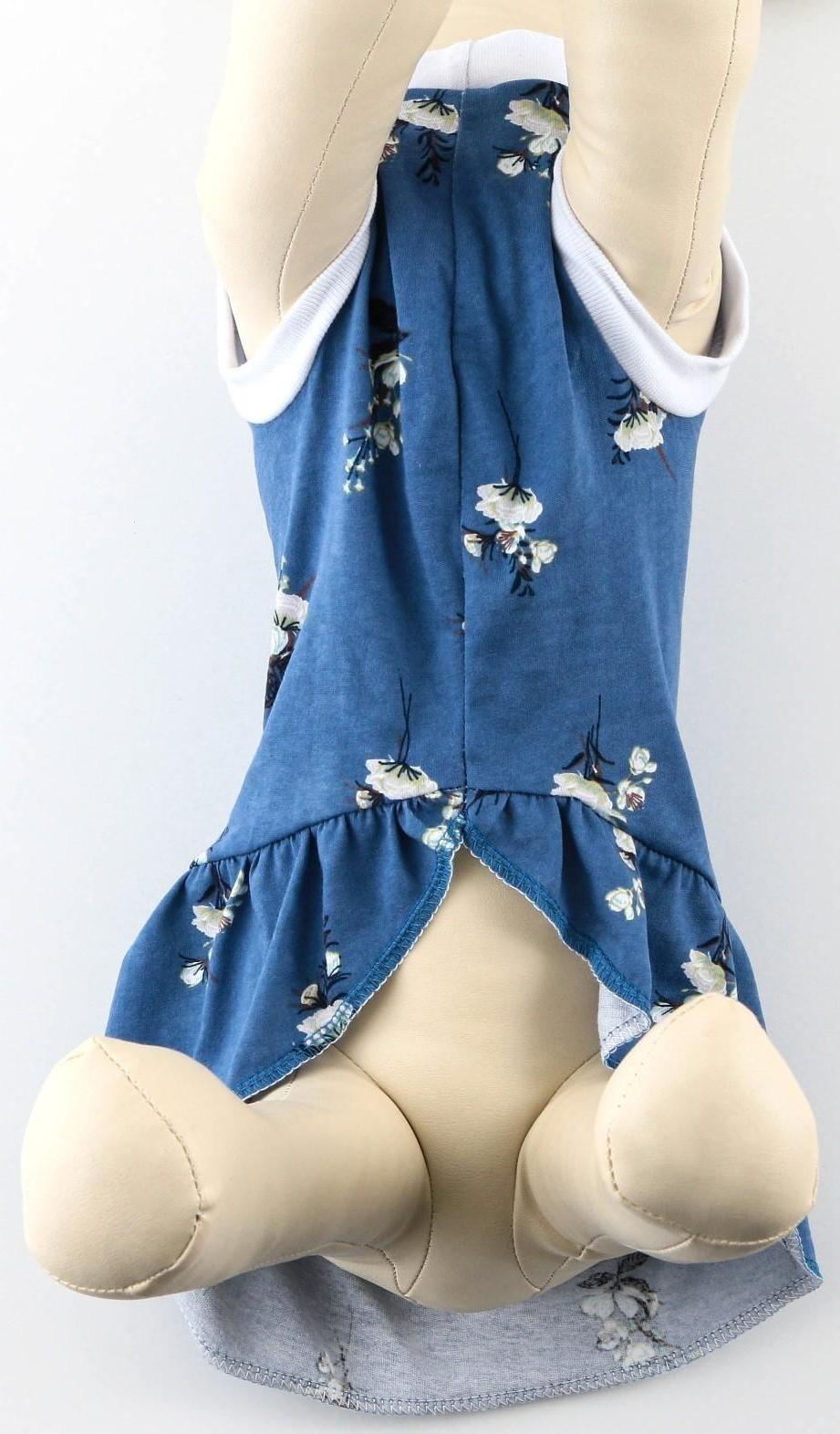 Платье для собак кулирка, L (ДС 32, ОШ 38-42, ОГ 44-48), Синее